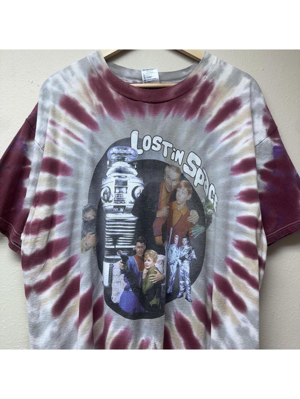 Vintage Tie Dye Lost In Space graphic tee with a sick bubble print back hit